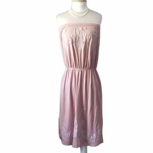Victoria's Secret Dress Bra Tops Pink Embroidered Strapless Dress